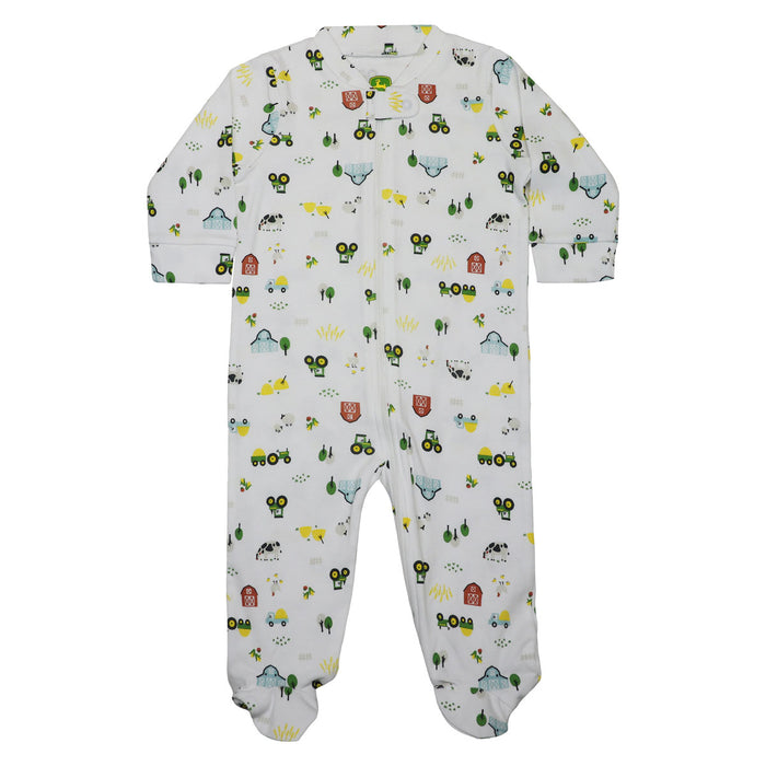 John Deere Infant Farmland White Zip-Up Coverall