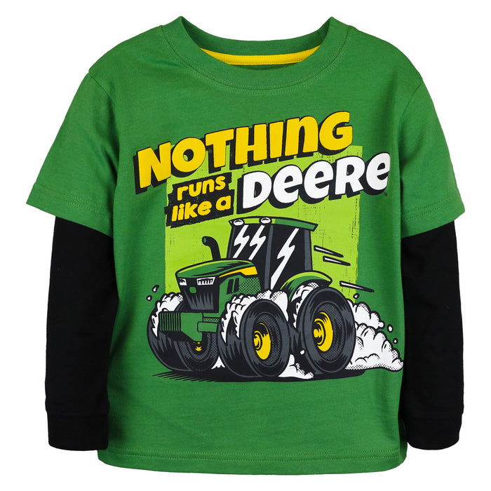 John Deere Toddler Nothing Runs Like A Deere Green & Black Long Sleeve T-Shirt