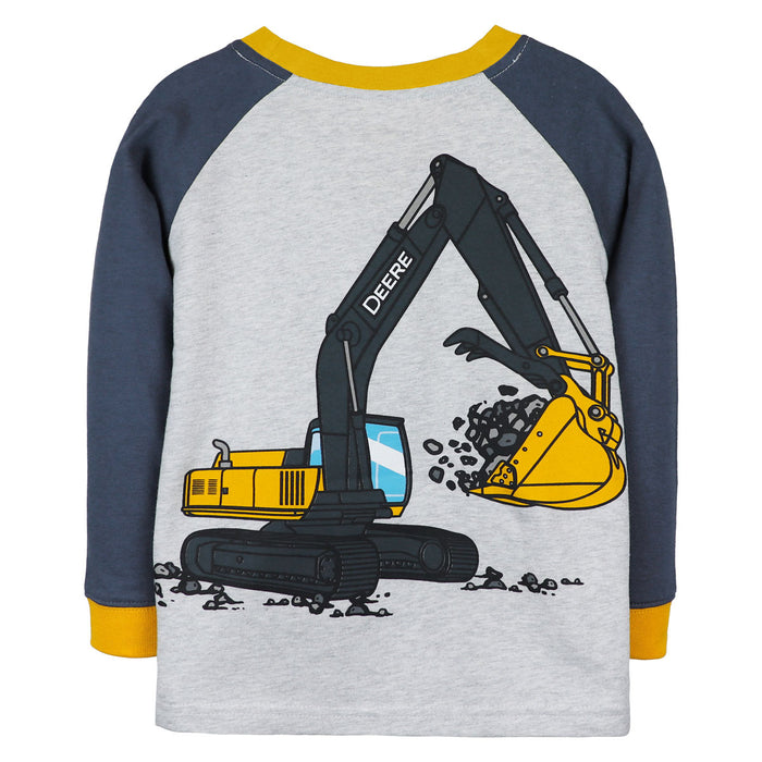 John Deere Toddler Construction Coming & Going Gray & Blue Long Sleeve T-Shirt