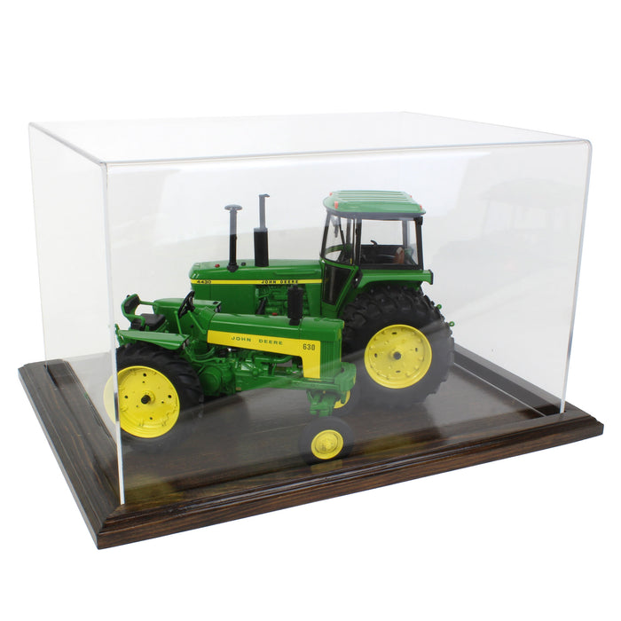 Clear Acrylic Display Case with Dark Stained Wooden Base, 16in x 12in x 10in