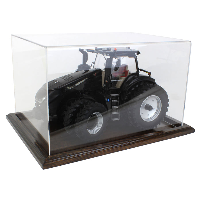 Clear Acrylic Display Case with Dark Stained Wooden Base, 16in x 12in x 10in