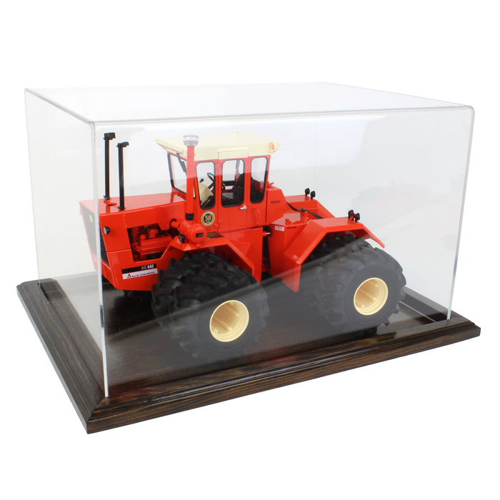 Clear Acrylic Display Case with Dark Stained Wooden Base, 16in x 12in x 10in