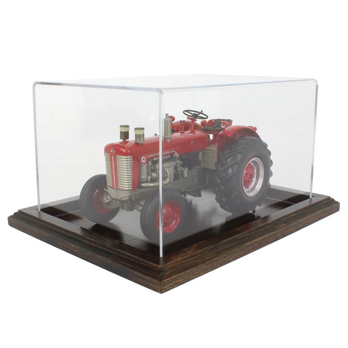 Clear Acrylic Display Case with Dark Stained Wooden Base, 10in x 7.5in x 6in