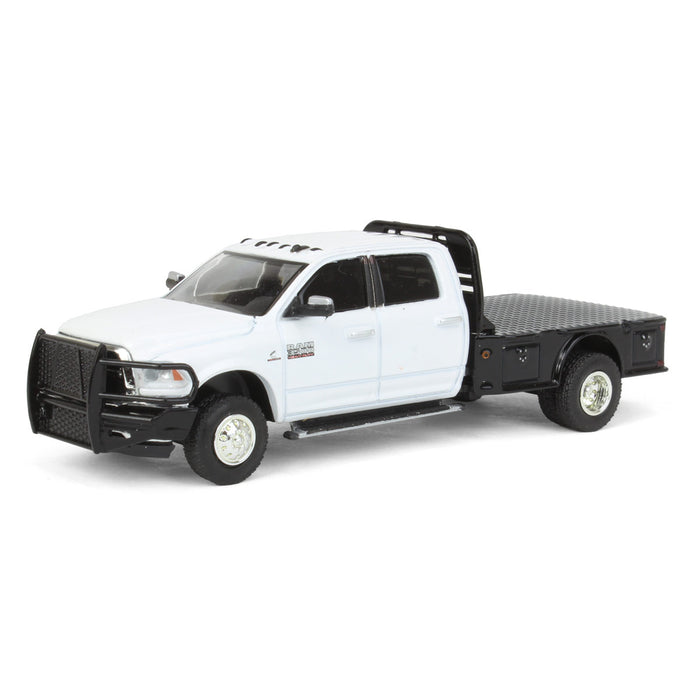 1/64 2017 Dodge Ram 3500 Flatbed Dually, White, LP Diecast Exclusive