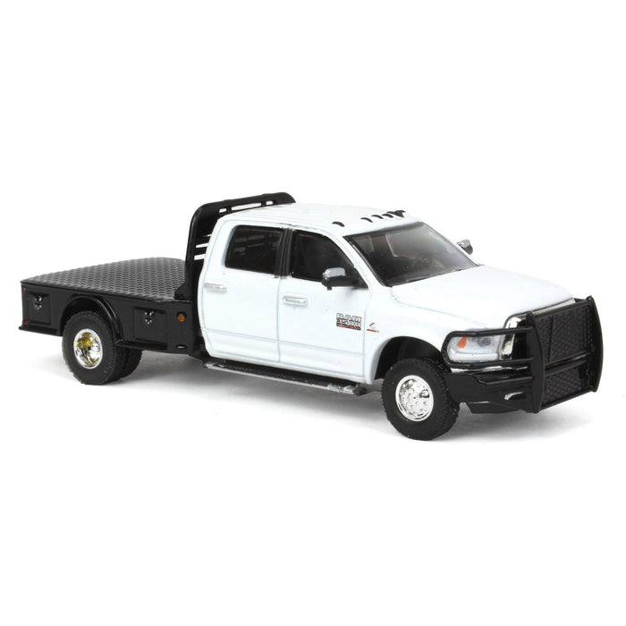 1/64 2017 Dodge Ram 3500 Flatbed Dually, White, LP Diecast Exclusive