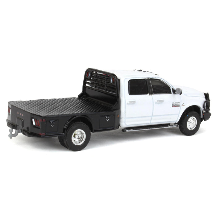 1/64 2017 Dodge Ram 3500 Flatbed Dually, White, LP Diecast Exclusive