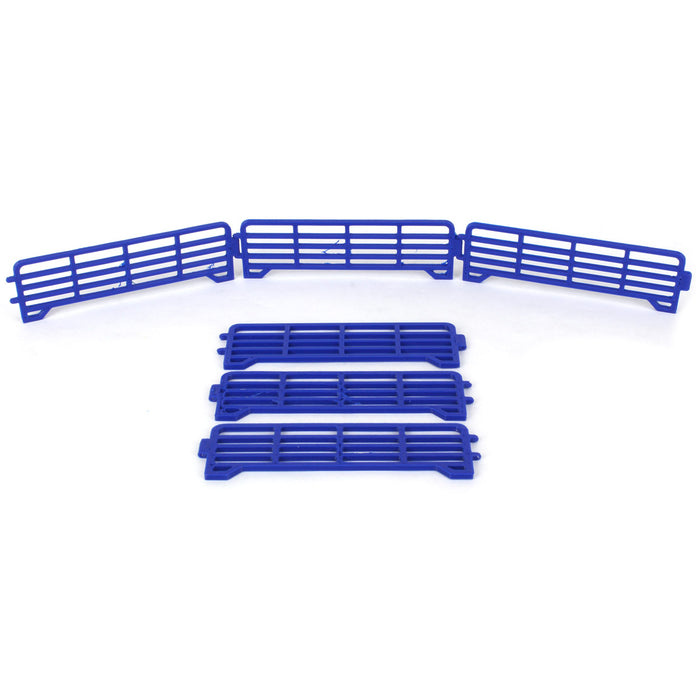 1/64 Pack of 6 Blue Long Fence Links,  3D Printed