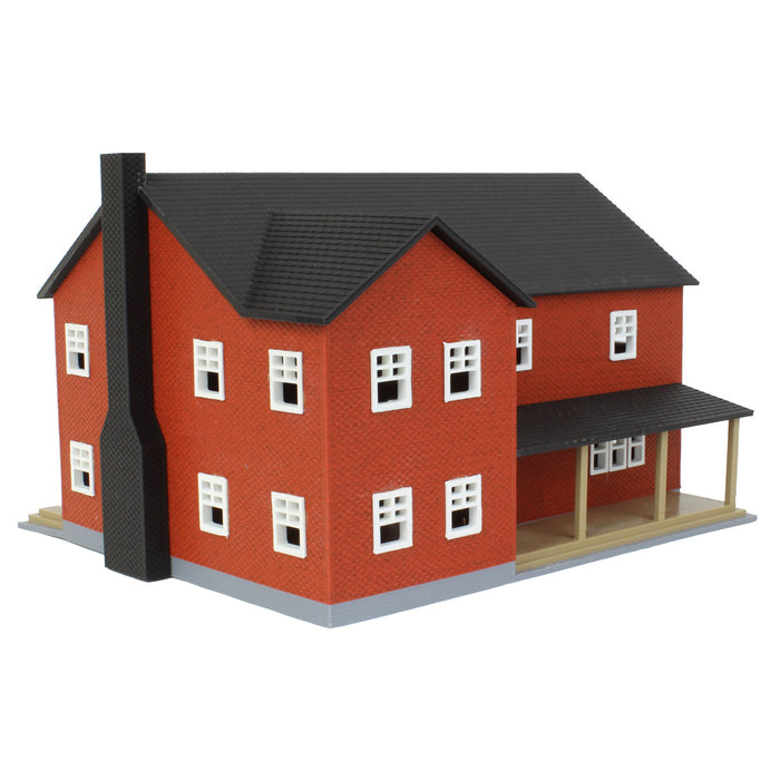 1/64 Red Brick “Home Sweet Home” Farm House w/ Porch, Deck & Chimney, 3D Printed