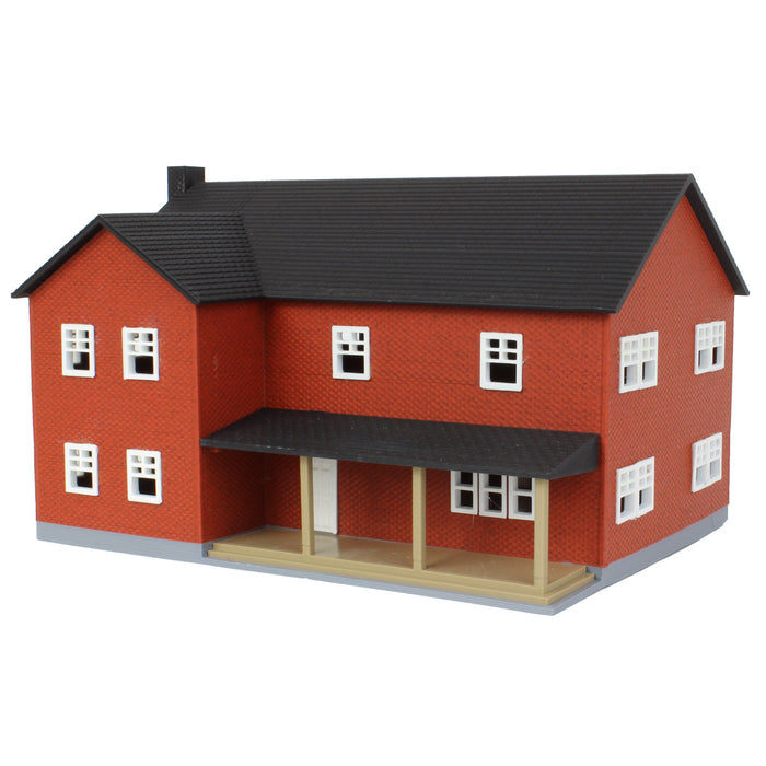 1/64 Red Brick “Home Sweet Home” Farm House w/ Porch, Deck & Chimney, 3D Printed