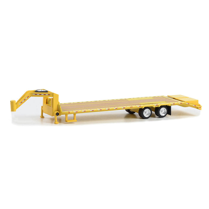 (B&D) 1/64 Gooseneck Trailer, Yellow with Red & White Conspicuity Stripes, Hobby Exclusive - Damaged Box