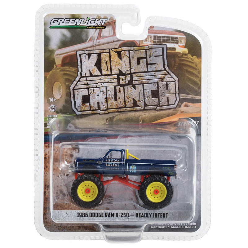 1/64 1986 Dodge Ram D-250 Deadly Intent Monster Truck, GreenLight Collectibles Kings of Crunch Series 13