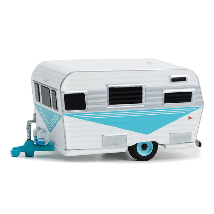 1/64 1958 Siesta Travel Trailer, Teal, White & Polished Silver, Hitched Homes Series 14