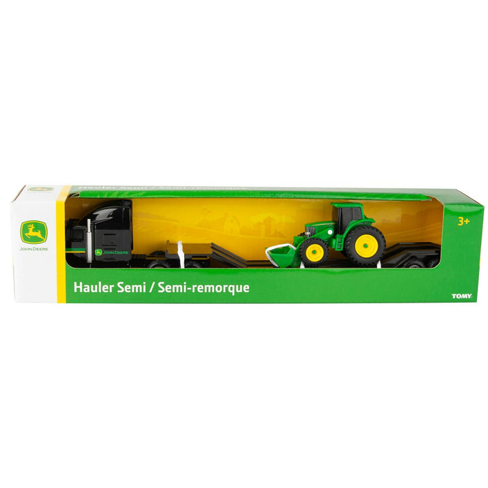 1/64 John Deere Black Semi, Lowboy & John Deere Tractor with Loader, Collect N Play Value Set