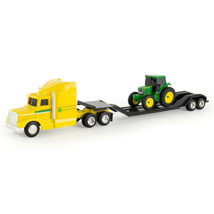 1/64 John Deere Yellow Semi, Lowboy & Tractor, Collect N Play Value Set