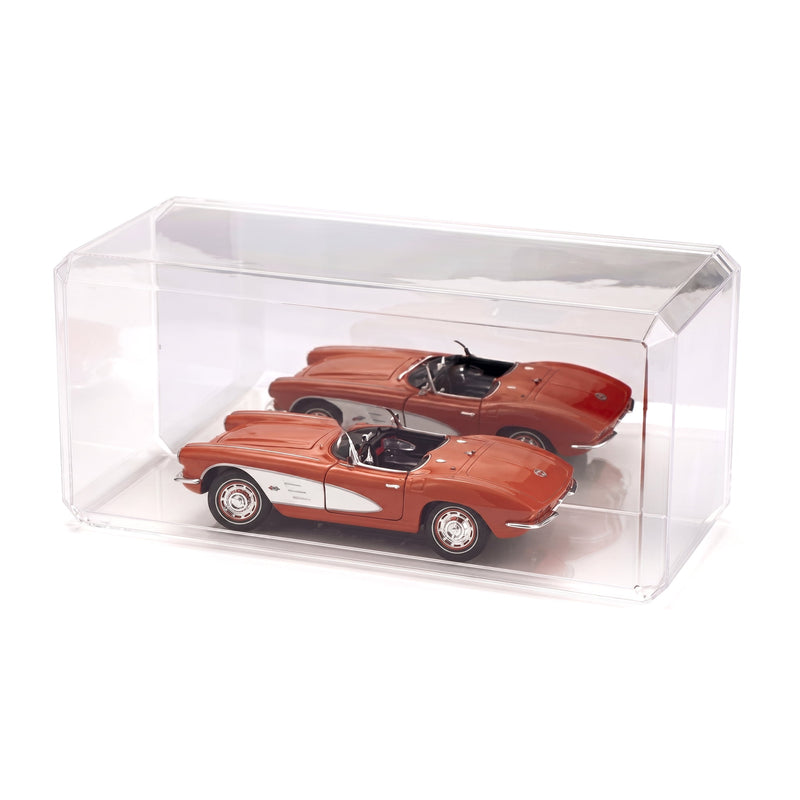 Clear Acrylic Display Case with Mirrored Base 15.5 x 7 x 6 Inch