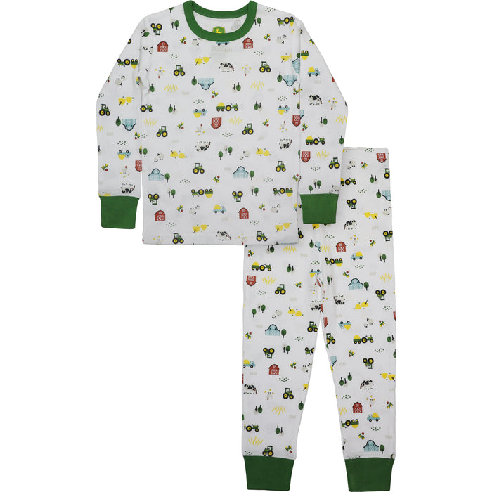 Toddler John Deere Farmland White Pajama Set