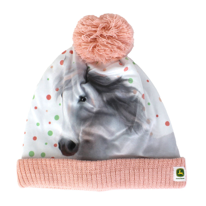 Toddler John Deere Powder Pink Horse Beanie Hat