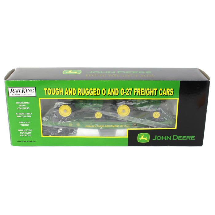 1/48 O Gauge & O-27 John Deere Flat Car with 2 4010 Wide Front Tractors, RailKing by MTH
