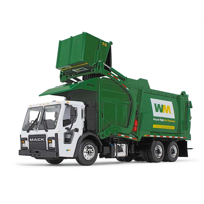 (B&D) 1/34 Mack LR Garbage Truck with McNeilus Meridian Front Loader & Dumpster, Waste Management - Damaged Box