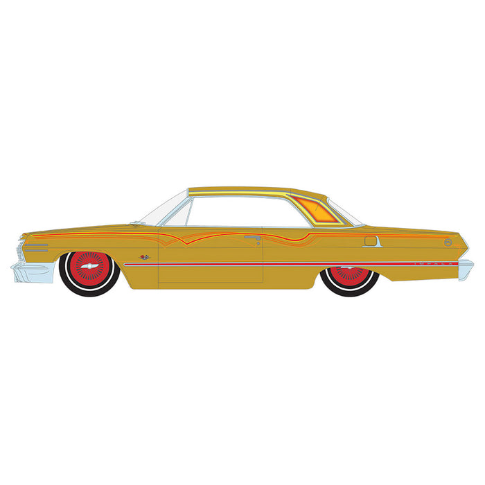 1/64 1963 Chevrolet Impala SS, Gold Metallic & Red, California Lowriders Series 4