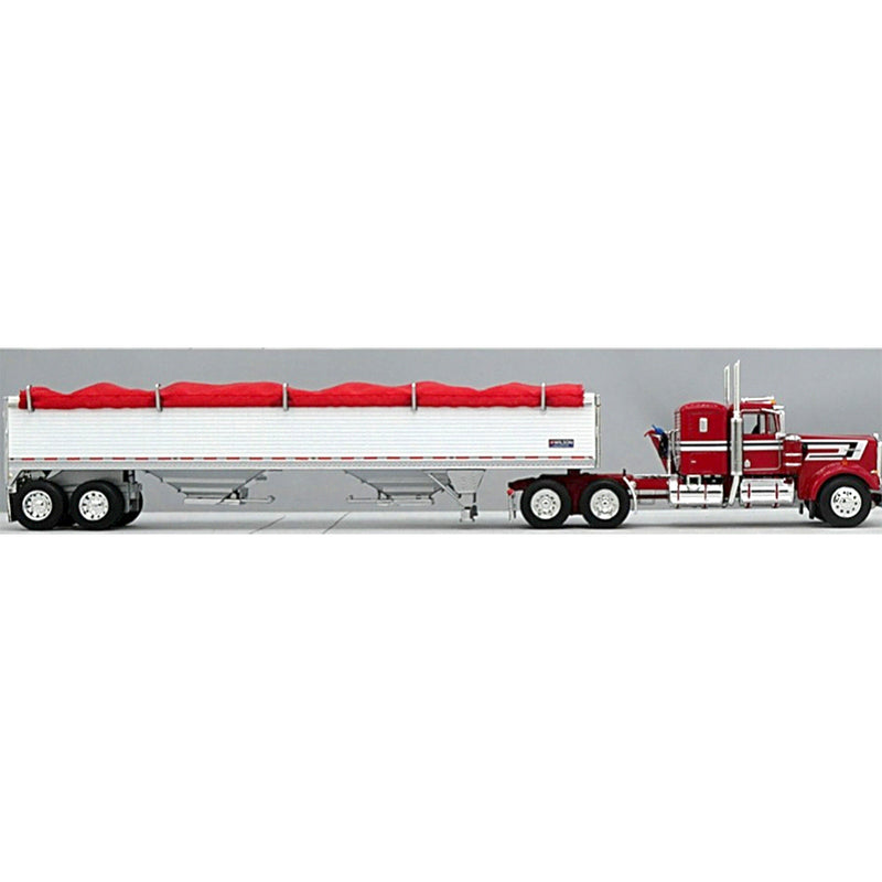 1/64 Red Kenworth W900A Semi Truck with White 42ft Grain Trailer, DCP by First Gear