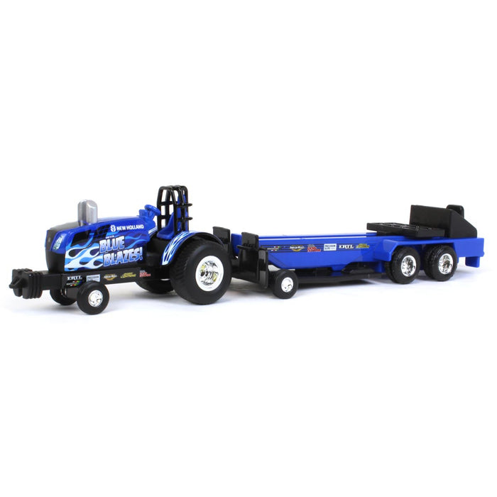 (B&D) 1/64 New Holland "Blue Blazes" Pulling Tractor with Pulling Sled - Damaged Box