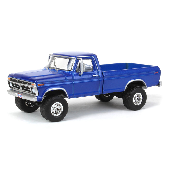 1/64 Lifted 1976 Ford F-250 4WD, Blue Metallic, Midwest Diecast Exclusive
