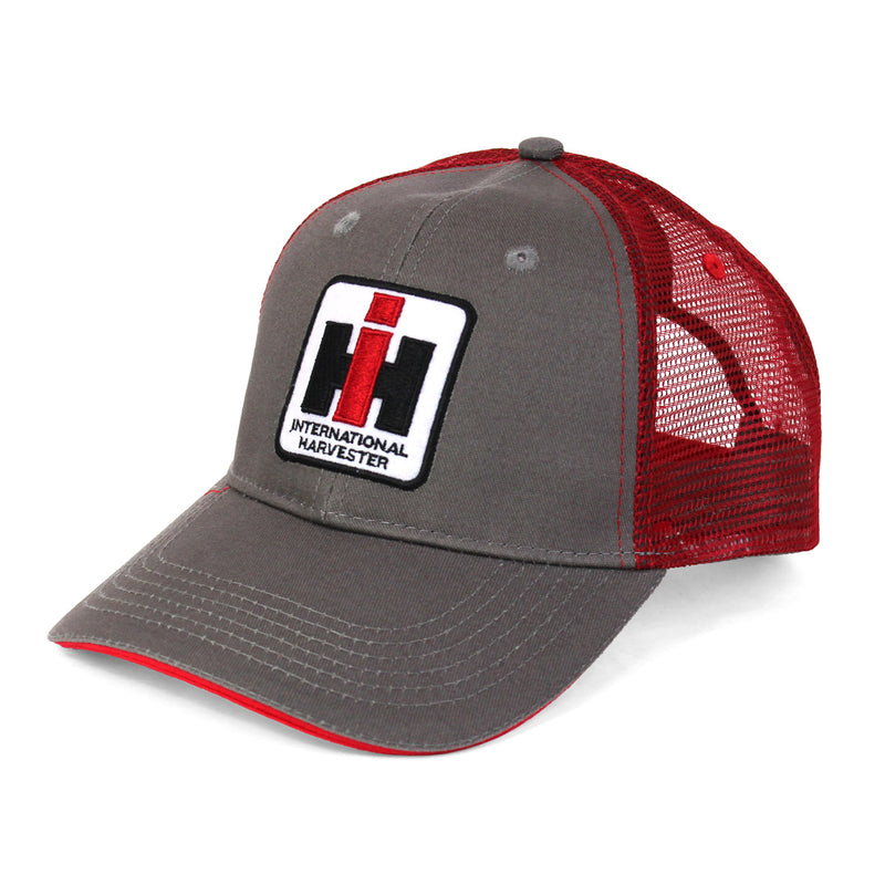 International Harvester IH Logo Red & Grey Two-Tone Trucker Mesh Cap A1731
