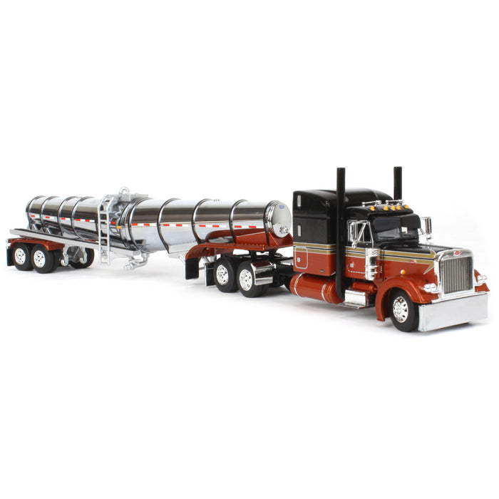 1/64 Burnt Orange Peterbilt 379 w/ 63in Mid-Roof Sleeper & Polar Deep Drop Tanker, DCP by First Gear