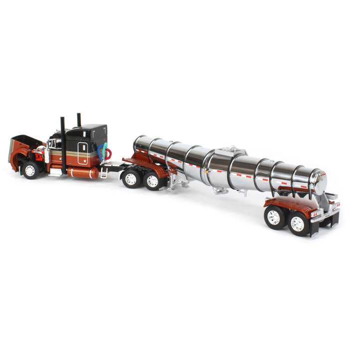 1/64 Burnt Orange Peterbilt 379 w/ 63in Mid-Roof Sleeper & Polar Deep Drop Tanker, DCP by First Gear