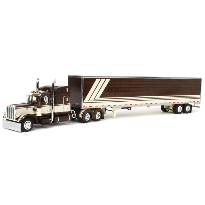 1/64 Brown/Cream Peterbilt 389 63in Mid-Roof Sleeper w/ 53ft Utility Trailer, DCP by First Gear