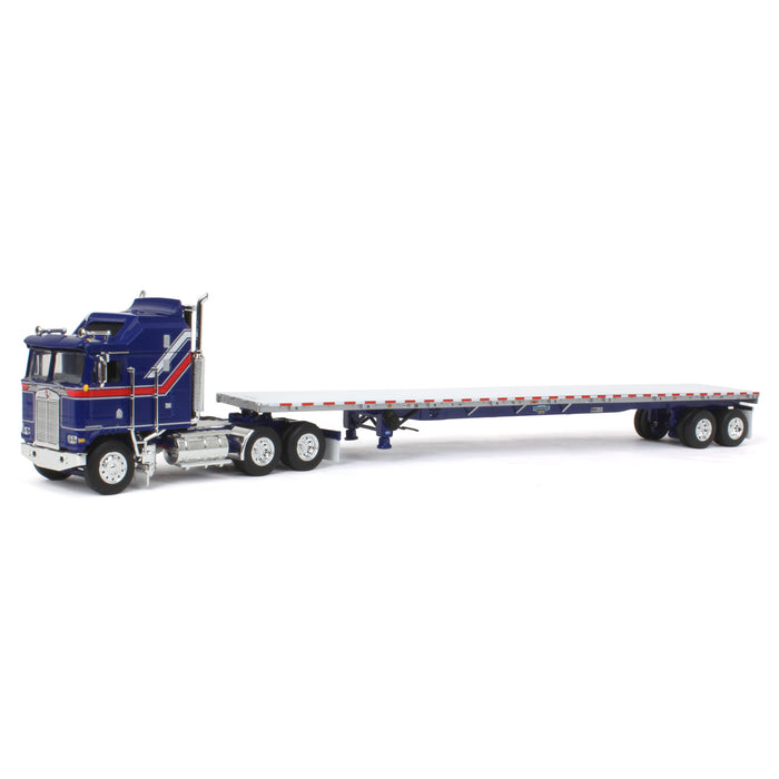 1/64 Kenworth K100 COE Aerodyne Sleeper w/ 53ft Wilson Roadbrute Flatbed Trailer, Liberty Series, DCP by First Gear