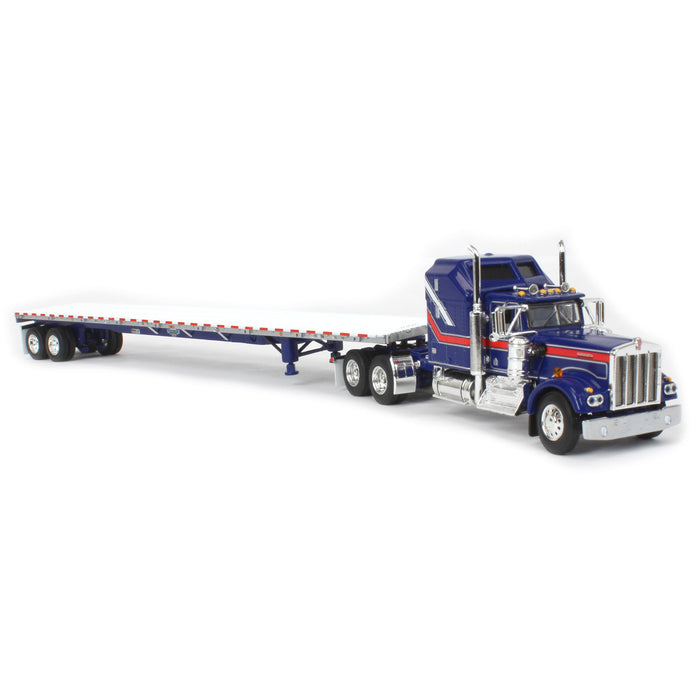 1/64 Blue Kenworth W900A Aerodyne Sleeper w/ 53ft Wilson Roadbrute Trailer, Liberty Series, DCP by First Gear