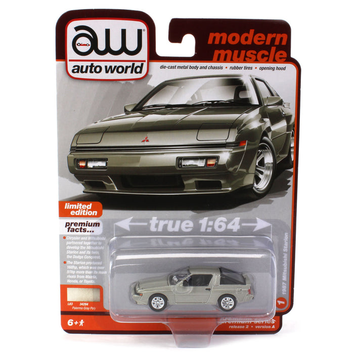 1/64 Auto World 2023 Release 2A, 1987 Mitsubishi Starion, Palermo Gray Poly