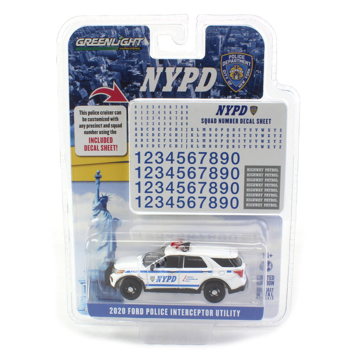 1/64 2020 NYPD Ford Police Interceptor Utility with Decal Sheet, Hot Pursuit, Hobby Exclusive