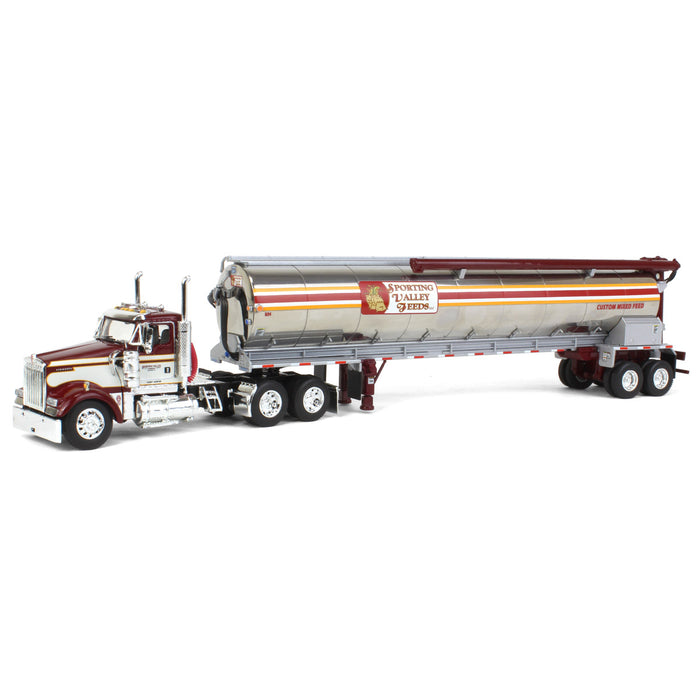 1/64 Kenworth W900L with Walinga Tandem Feed Trailer, Sporting Valley Feeds, DCP by First Gear