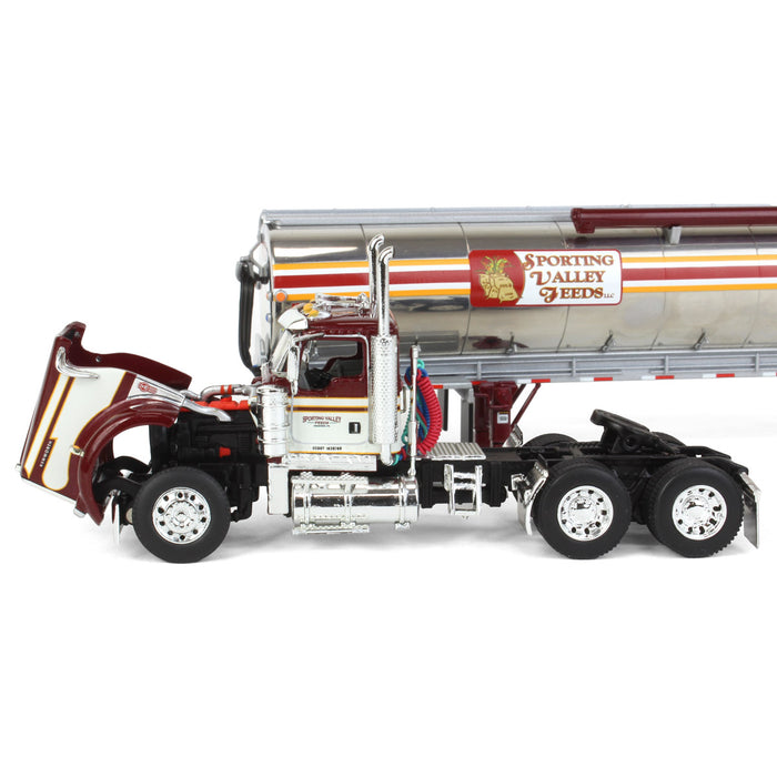 1/64 Kenworth W900L with Walinga Tandem Feed Trailer, Sporting Valley Feeds, DCP by First Gear