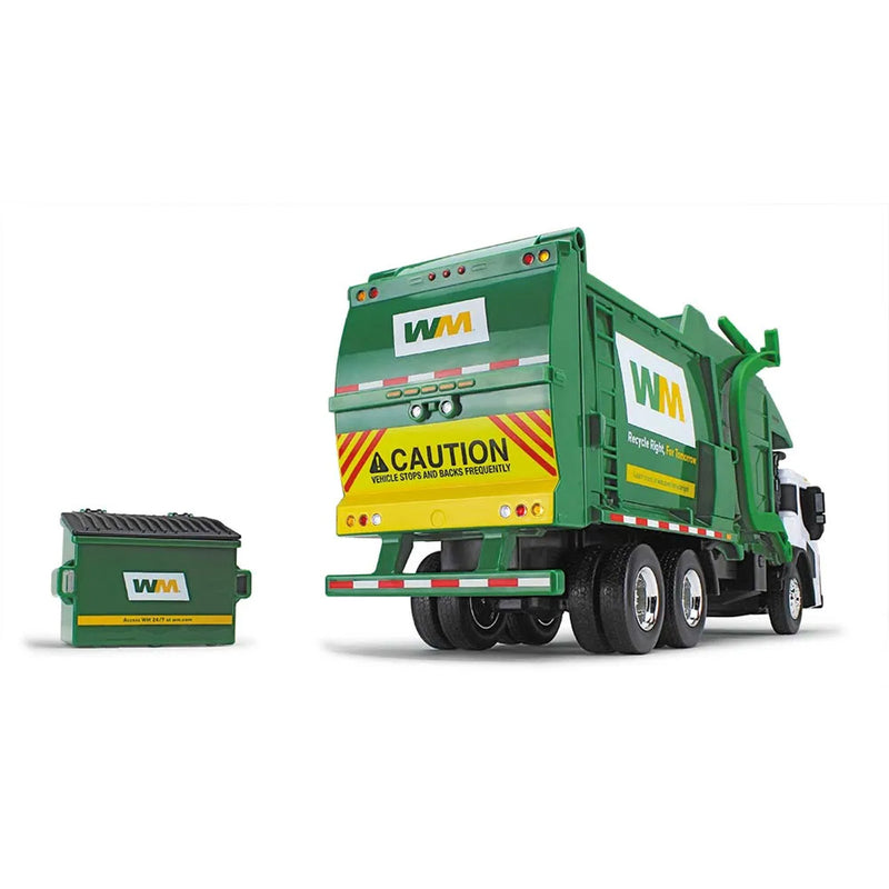 (B&D) 1/25 Waste Management Mack LR Refuse Truck w/ Lights & Sounds, McNeilus Meridian Front Loader & Bin - Damaged Item, Loose (No Box)