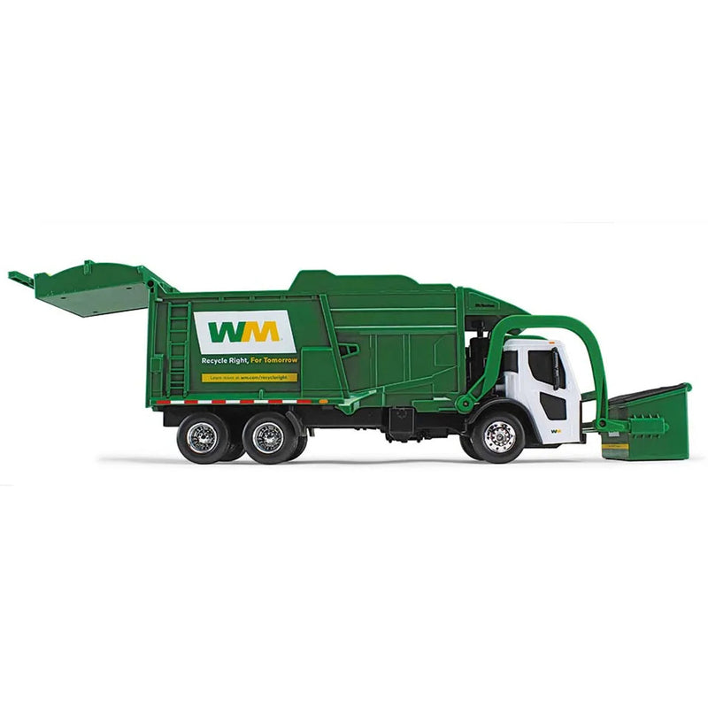 (B&D) 1/25 Waste Management Mack LR Refuse Truck w/ Lights & Sounds, McNeilus Meridian Front Loader & Bin - Damaged Item, Loose (No Box)