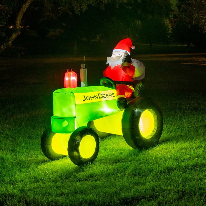 John Deere 6 Foot Inflatable Christmas Tractor with Santa