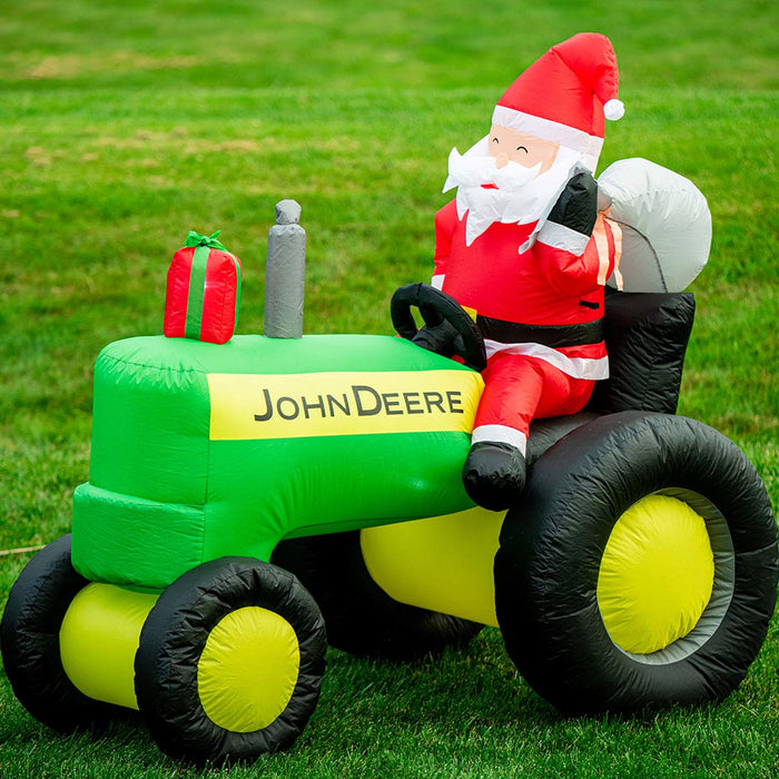 John Deere 6 Foot Inflatable Christmas Tractor with Santa