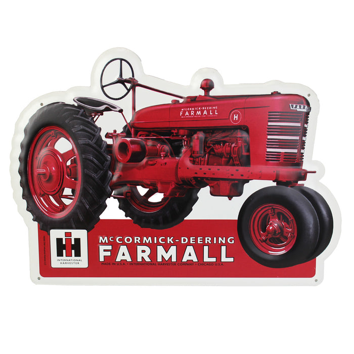 IH McCormick-Deering Farmall Die-cut Embossed Metal Sign, 17.75in x 12.875in