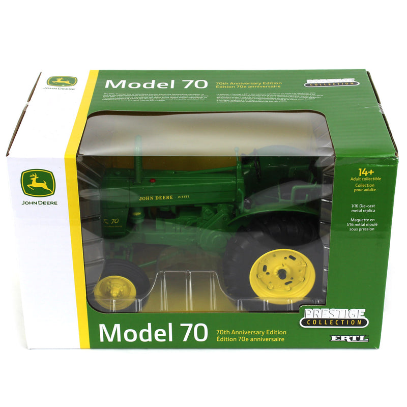 1/16 John Deere 70 Tractor with Wide Front by ERTL, 70th Anniversary Collector Edition