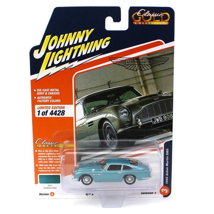 1/64 Johnny Lightning Classic Gold 2023 Release 1A - 1966 Aston Martin DB5, Caribbean Pearl