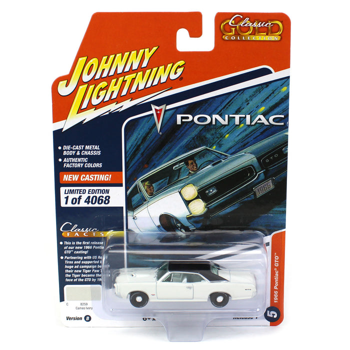 1/64 Johnny Lightning Classic Gold 2023 Release 1A - 1966 Pontiac GTO, Cameo Ivory