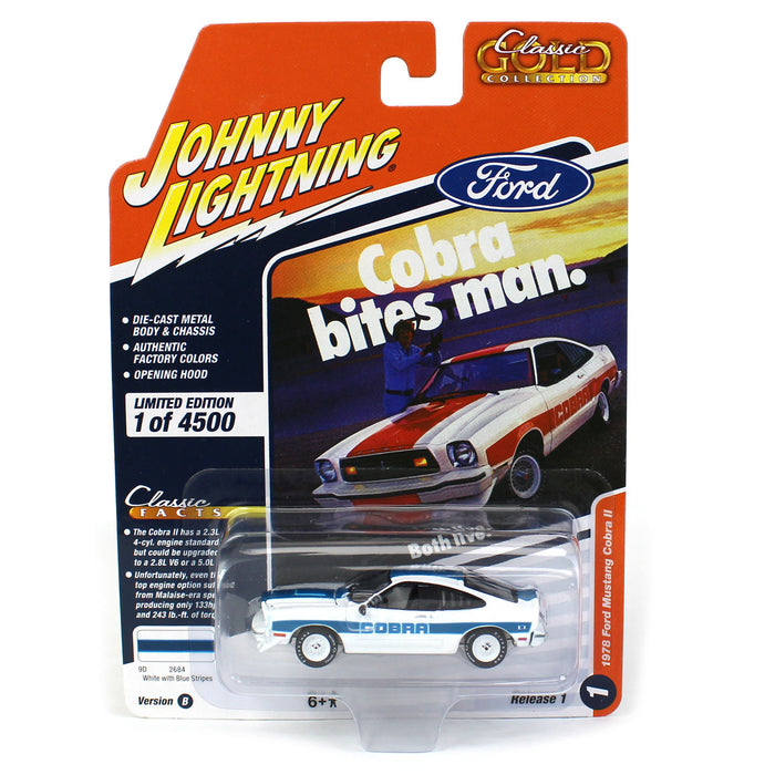 1/64 Johnny Lightning Classic Gold 2023 Release 1B - 1978 Ford Mustang Cobra II, Gloss White
