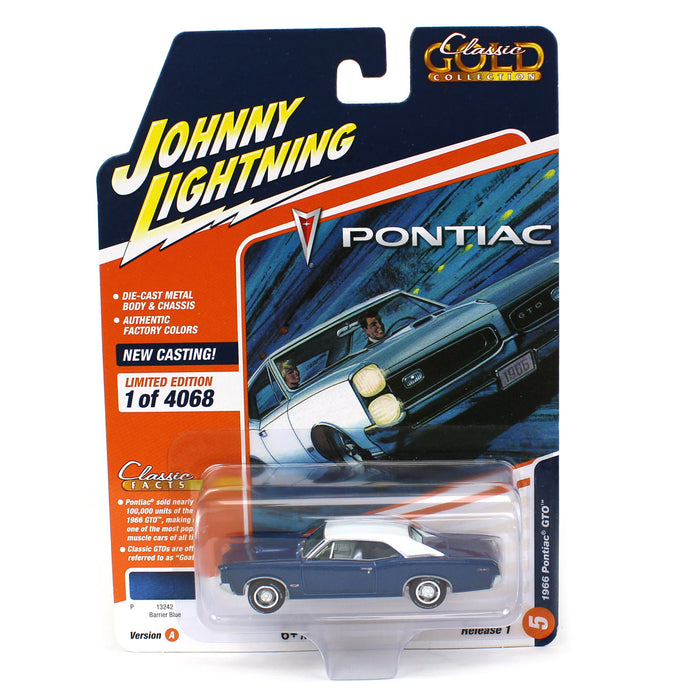 1/64 Johnny Lightning Classic Gold 2023 Release 1A - 1966 Pontiac GTO, Barrier Blue