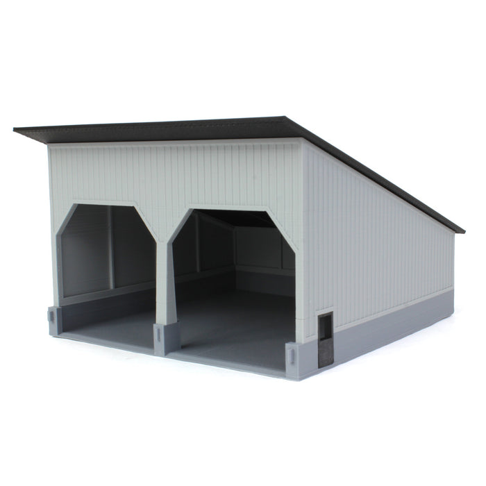 1/64 The Double Bay 40ft x 40ft Cattle Shed, Gray/Black, 3D Printed