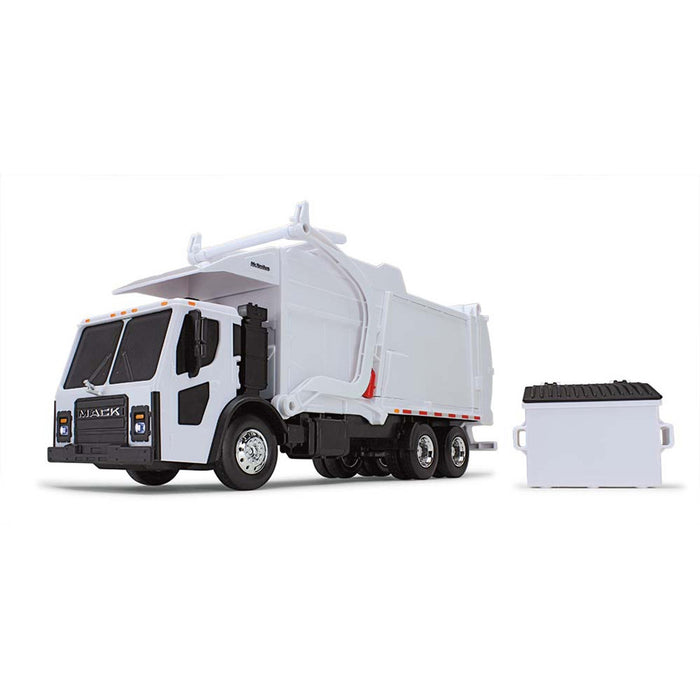 1/25 White Mack LR Garbage Truck w/ McNeilus Meridian Loader & Dumpster (Includes Lights & Sounds!)