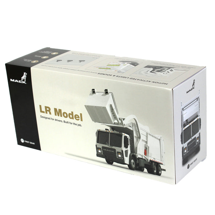 1/25 White Mack LR Garbage Truck w/ McNeilus Meridian Loader & Dumpster (Includes Lights & Sounds!)